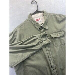 Wrangler Premium Quality Mens Long Sleeve 3XL Shirt Green Olive Cotton